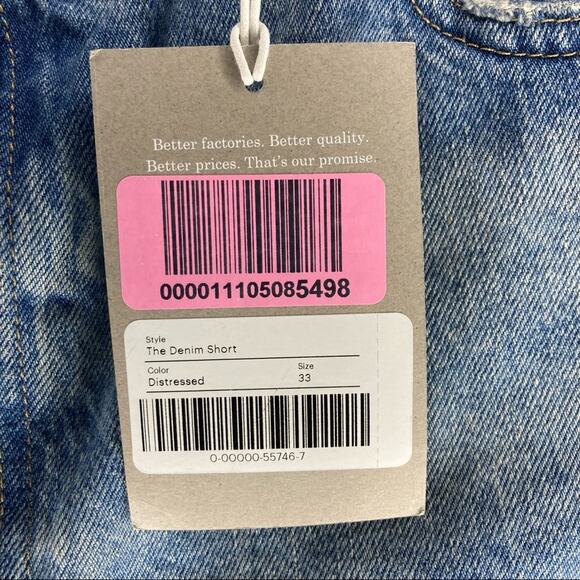 NWT EVERLANE The Denim Shorts Distressed Jean 33 - Picture 3 of 5